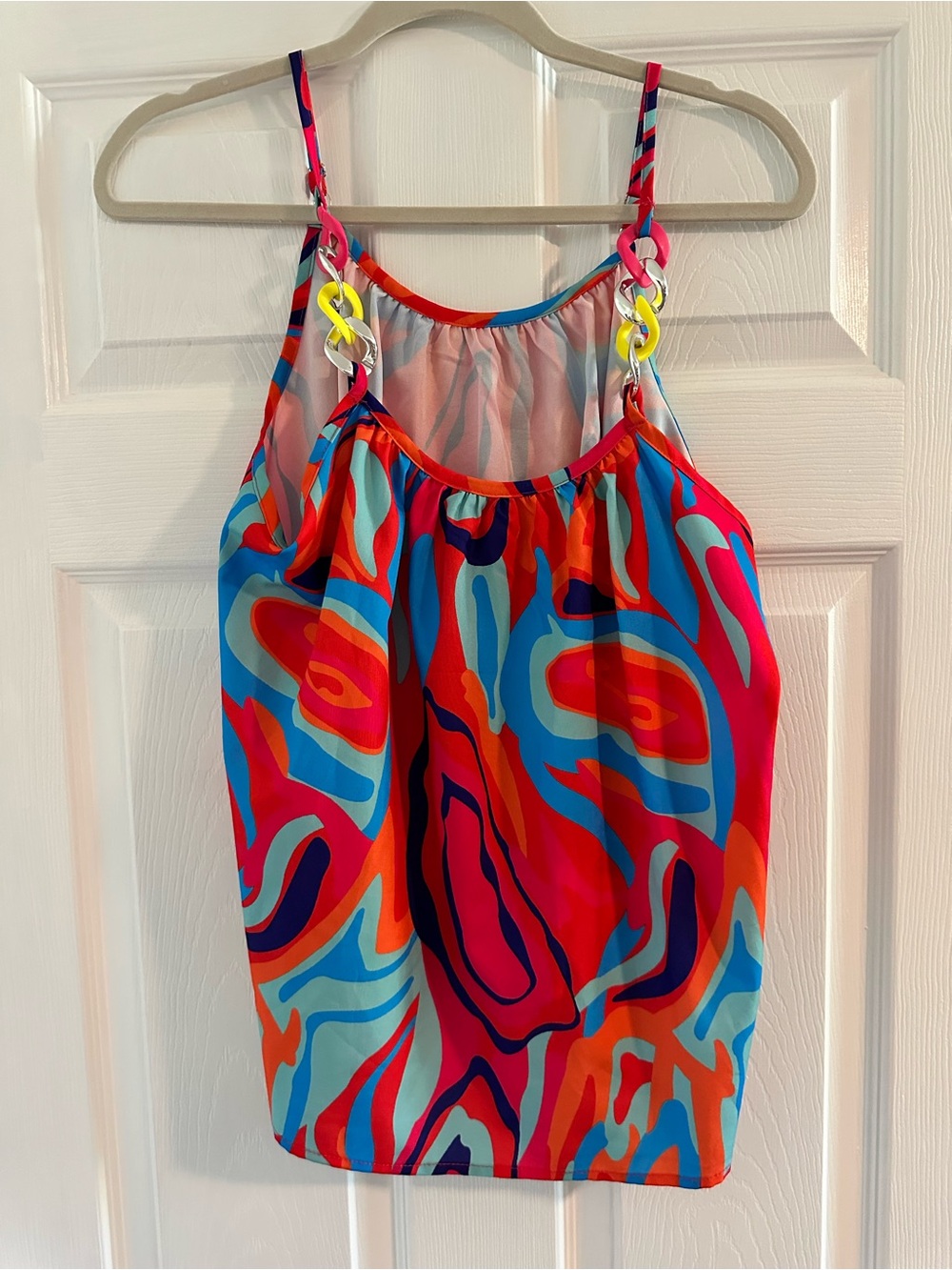 SHEIN Multicolor Striped Tank Top with Decor Straps - Size Medium